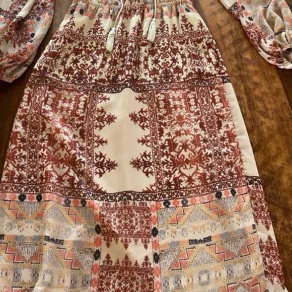 Boho Maxi Dress Brown/Tan/Rust Size XS/S - Picture 4 of 4